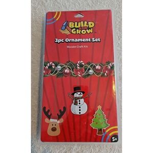 3 Piece Wooden Christmas Ornament Set Tree, Reindeer, Snowman - Grow And Build